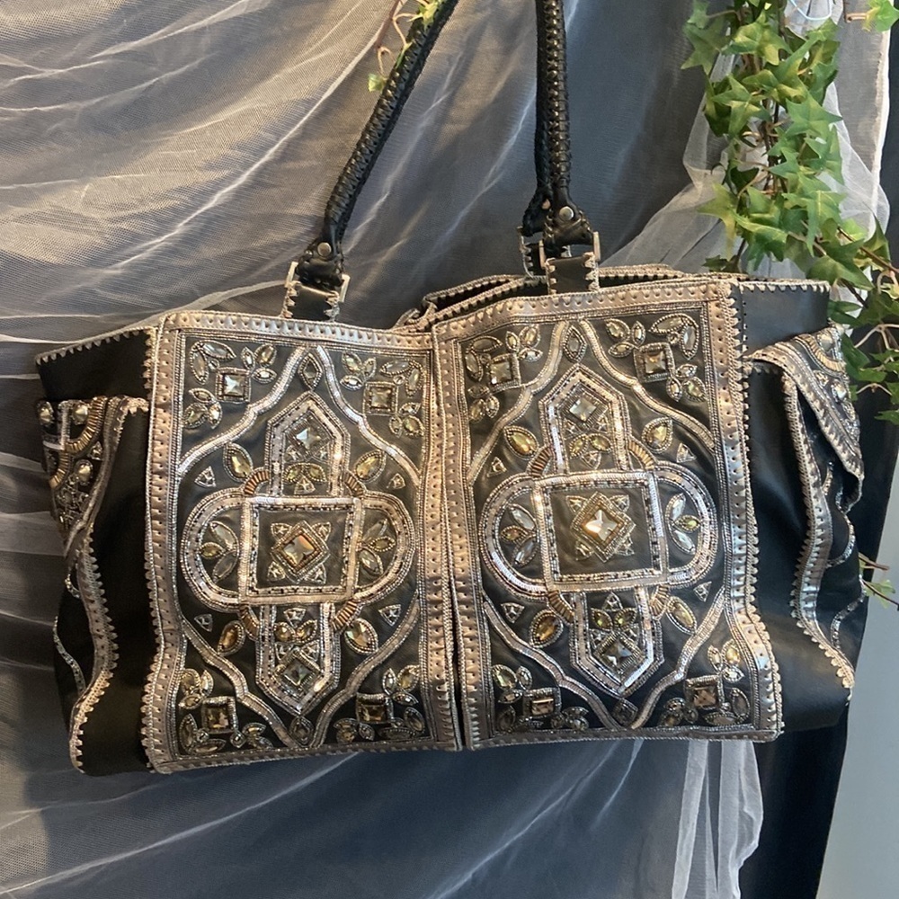 Buba London Swarovski  Crystal Black Leather  Travel Bag Rare 💕💕​